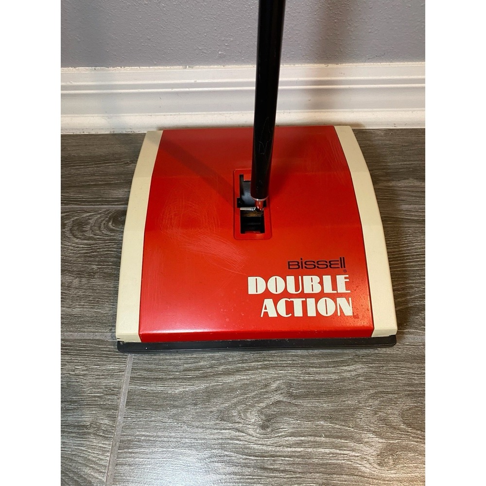 Vintage Bissell Double Action Carpet Floor Sweeper Dual Brush Push Broom